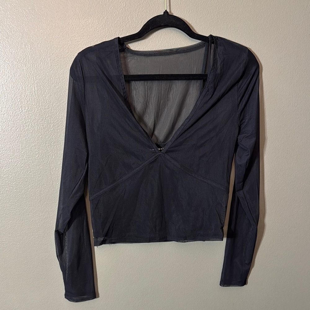 Abercrombie & Fitch Elegant Black Sheer Women's Top with tank. Size L